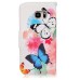 Fashion Colorful Drawing Printed Butterflies Chrysanthemum PU Leather Flip Wallet Stand Case With Card Slots for Samsung Galaxy S7Edge G935