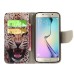 Fashion Colorful Drawing Printed Cool Leopard PU Leather Flip Wallet Stand Case With Card Slots For Samsung Galaxy S6 Edge