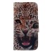 Fashion Colorful Drawing Printed Cool Leopard PU Leather Flip Wallet Stand Case With Card Slots For iPhone 5 / 5s