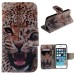 Fashion Colorful Drawing Printed Cool Leopard PU Leather Flip Wallet Stand Case With Card Slots For iPhone 5 / 5s