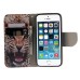 Fashion Colorful Drawing Printed Cool Leopard PU Leather Flip Wallet Stand Case With Card Slots For iPhone 5 / 5s