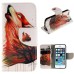 Fashion Colorful Drawing Printed Cool Wolf Howl PU Leather Flip Wallet Stand Case With Card Slots For iPhone 5 / 5s