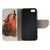 Fashion Colorful Drawing Printed Cool Wolf Howl PU Leather Flip Wallet Stand Case With Card Slots For iPhone 5 / 5s