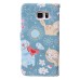 Fashion Colorful Drawing Printed Cute Blue Cat PU Leather Flip Wallet Stand Case With Card Slots For Samsung Galaxy Note 5