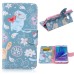 Fashion Colorful Drawing Printed Cute Blue Cat PU Leather Flip Wallet Stand Case With Card Slots For Samsung Galaxy Note 5