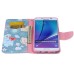 Fashion Colorful Drawing Printed Cute Blue Cat PU Leather Flip Wallet Stand Case With Card Slots For Samsung Galaxy Note 5