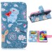 Fashion Colorful Drawing Printed Cute Blue Cat PU Leather Flip Wallet Stand Case With Card Slots For Samsung Galaxy S5 G900