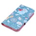 Fashion Colorful Drawing Printed Cute Blue Cat PU Leather Flip Wallet Stand Case With Card Slots For Samsung Galaxy S5 G900