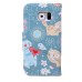 Fashion Colorful Drawing Printed Cute Blue Cat PU Leather Flip Wallet Stand Case With Card Slots For Samsung Galaxy S6 Edge