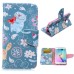 Fashion Colorful Drawing Printed Cute Blue Cat PU Leather Flip Wallet Stand Case With Card Slots For Samsung Galaxy S6 Edge