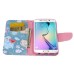 Fashion Colorful Drawing Printed Cute Blue Cat PU Leather Flip Wallet Stand Case With Card Slots For Samsung Galaxy S6 Edge