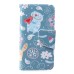 Fashion Colorful Drawing Printed Cute Blue Cat PU Leather Flip Wallet Stand Case With Card Slots For iPhone 5 / 5s