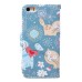 Fashion Colorful Drawing Printed Cute Blue Cat PU Leather Flip Wallet Stand Case With Card Slots For iPhone 5 / 5s