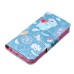 Fashion Colorful Drawing Printed Cute Blue Cat PU Leather Flip Wallet Stand Case With Card Slots For iPhone 5 / 5s