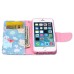 Fashion Colorful Drawing Printed Cute Blue Cat PU Leather Flip Wallet Stand Case With Card Slots For iPhone 5 / 5s