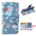 Fashion Colorful Drawing Printed Cute Blue Cat PU Leather Flip Wallet Stand Case With Card Slots For iPhone 5 / 5s