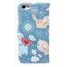 Fashion Colorful Drawing Printed Cute Blue Cat PU Leather Flip Wallet Stand Case With Card Slots For iPhone 5c