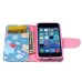 Fashion Colorful Drawing Printed Cute Blue Cat PU Leather Flip Wallet Stand Case With Card Slots For iPhone 5c