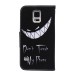 Fashion Colorful Drawing Printed Evil Smile Do Not Touch My Phone PU Leather Flip Wallet Stand Case With Card Slots For Samsung Galaxy S5 G900