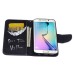 Fashion Colorful Drawing Printed Evil Smile Do Not Touch My Phone PU Leather Flip Wallet Stand Case With Card Slots For Samsung Galaxy S6 Edge