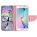 Fashion Colorful Drawing Printed Let Us Go To Neverland PU Leather Flip Wallet Stand Case With Card Slots For Samsung Galaxy S6 Edge