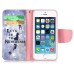 Fashion Colorful Drawing Printed Let Us Go To Neverland PU Leather Flip Wallet Stand Case With Card Slots For iPhone 5 / 5s