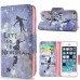 Fashion Colorful Drawing Printed Let Us Go To Neverland PU Leather Flip Wallet Stand Case With Card Slots For iPhone 5 / 5s