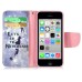 Fashion Colorful Drawing Printed Let Us Go To Neverland PU Leather Flip Wallet Stand Case With Card Slots For iPhone 5c