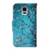 Fashion Colorful Drawing Printed Plum Blossom Tree PU Leather Flip Wallet Stand Case With Card Slots For Samsung Galaxy S5