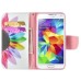 Fashion Colorful Drawing Printed Rainbow Flower PU Leather Flip Wallet Stand Case With Card Slots For Samsung Galaxy S5 G900