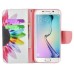 Fashion Colorful Drawing Printed Rainbow Flower PU Leather Flip Wallet Stand Case With Card Slots For Samsung Galaxy S6 Edge