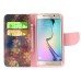 Fashion Colorful Drawing Printed Retro Flowers PU Leather Flip Wallet Stand Case With Card Slots For Samsung Galaxy S6 Edge