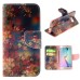 Fashion Colorful Drawing Printed Retro Flowers PU Leather Flip Wallet Stand Case With Card Slots For Samsung Galaxy S6 Edge