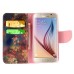 Fashion Colorful Drawing Printed Retro Flowers PU Leather Flip Wallet Stand Case With Card Slots For Samsung Galaxy S6 G920