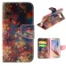 Fashion Colorful Drawing Printed Retro Flowers PU Leather Flip Wallet Stand Case With Card Slots For Samsung Galaxy S6 G920