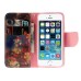 Fashion Colorful Drawing Printed Retro Flowers PU Leather Flip Wallet Stand Case With Card Slots For iPhone 5 / 5s