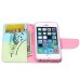 Fashion Colorful Drawing Printed Swallows Feather PU Leather Flip Wallet Stand Case With Card Slots For iPhone 5 / 5s