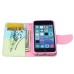 Fashion Colorful Drawing Printed Swallows Feather PU Leather Flip Wallet Stand Case With Card Slots For iPhone 5c