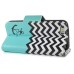 Fashion Colorful Drawing Printed Waves Blue Anchor PU Leather Flip Wallet Stand Case With Card Slots For iPhone 5 / 5s