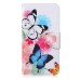 Fashion Colorful Drawing Printed White Blue Butterfly PU Leather Flip Wallet Stand Case With Card Slots For Samsung Galaxy Note 5