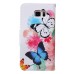 Fashion Colorful Drawing Printed White Blue Butterfly PU Leather Flip Wallet Stand Case With Card Slots For Samsung Galaxy Note 5