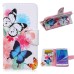 Fashion Colorful Drawing Printed White Blue Butterfly PU Leather Flip Wallet Stand Case With Card Slots For Samsung Galaxy Note 5