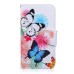 Fashion Colorful Drawing Printed White Blue Butterfly PU Leather Flip Wallet Stand Case With Card Slots For Samsung Galaxy S5 G900