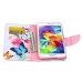 Fashion Colorful Drawing Printed White Blue Butterfly PU Leather Flip Wallet Stand Case With Card Slots For Samsung Galaxy S5 G900