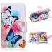 Fashion Colorful Drawing Printed White Blue Butterfly PU Leather Flip Wallet Stand Case With Card Slots For Samsung Galaxy S5 G900