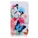 Fashion Colorful Drawing Printed White Blue Butterfly PU Leather Flip Wallet Stand Case With Card Slots For Samsung Galaxy S6 Edge