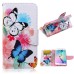 Fashion Colorful Drawing Printed White Blue Butterfly PU Leather Flip Wallet Stand Case With Card Slots For Samsung Galaxy S6 Edge