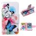 Fashion Colorful Drawing Printed White Blue Butterfly PU Leather Flip Wallet Stand Case With Card Slots For iPhone 5 / 5s