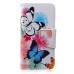 Fashion Colorful Drawing Printed White Blue Butterfly PU Leather Flip Wallet Stand Case With Card Slots For iPhone 5c