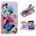 Fashion Colorful Drawing Printed White Blue Butterfly PU Leather Flip Wallet Stand Case With Card Slots For iPhone 5c